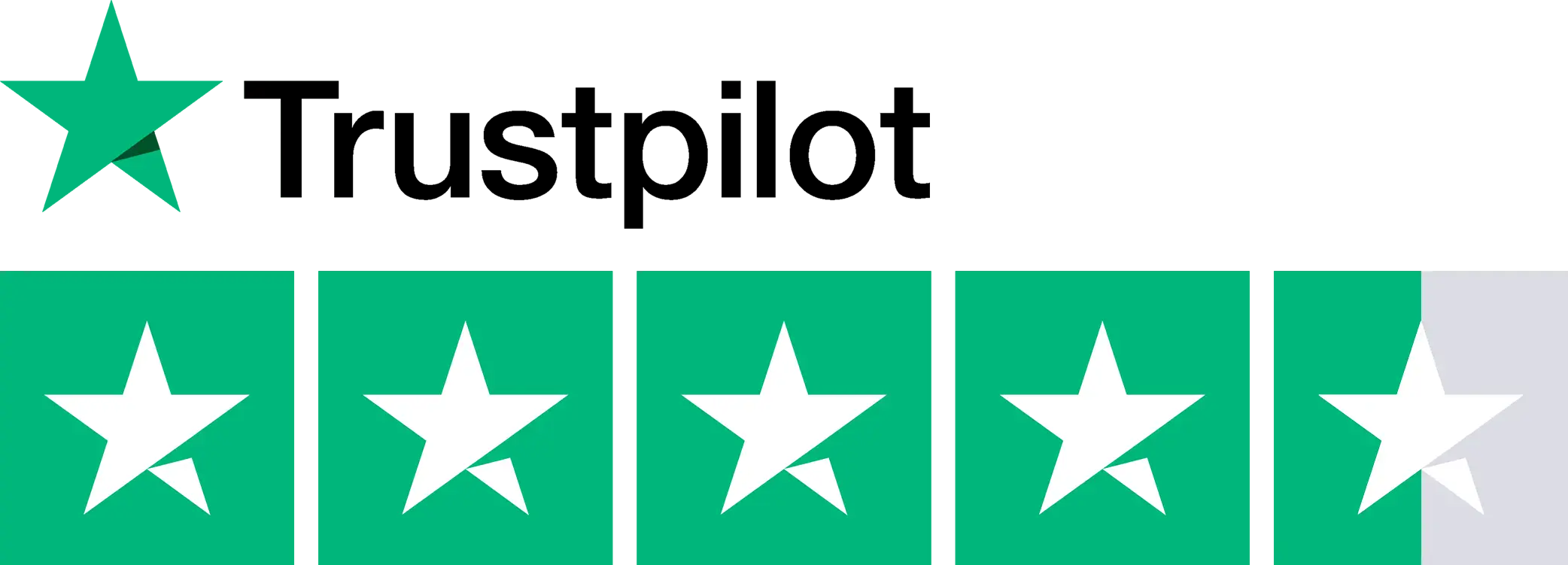 Supplied Trustpilot badge artwork; sample rating for this mockup